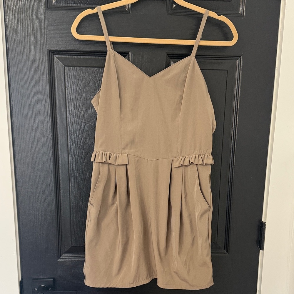 H&M Tan Mini Dress with Ruffle Detail